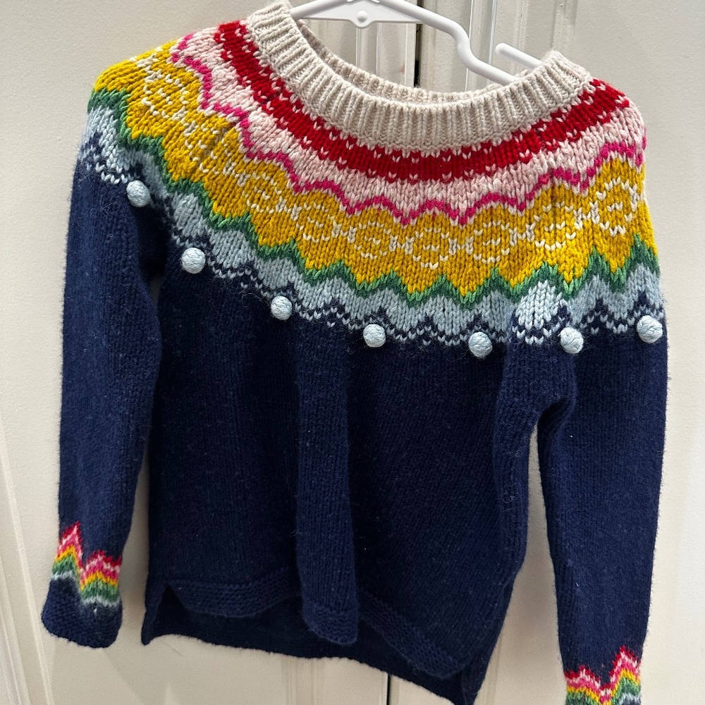Boden Girls Rainbow Fair Isle Sweater - size 4-5 years